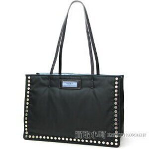 Prada Etiquette Bag Black Blue Tessuto Tote Shoulder Trim Nylon Logo
